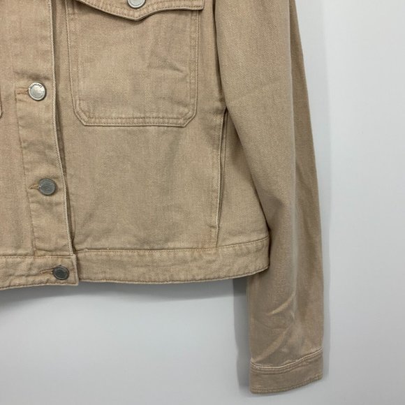 Blank NYC Denim Jacket Rose Dust Beige Button Down Crop - Picture 8 of 13